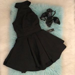 Black open back dress